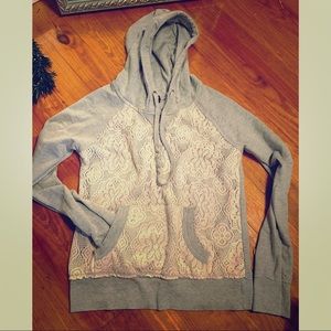 Cotton and lace hoodie